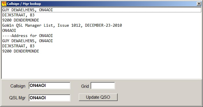 QRZ.COM lookup using F3