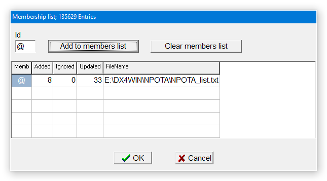 DX4WIN Membership List